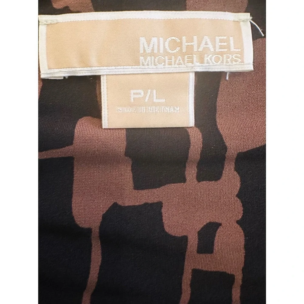 EUC Michael Kors Sleeveless Black Brown Dress Size Petite Large PL